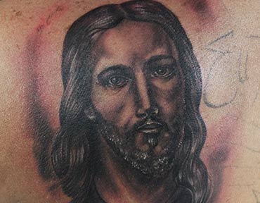 Jesus Portrait Tattoo after touchup