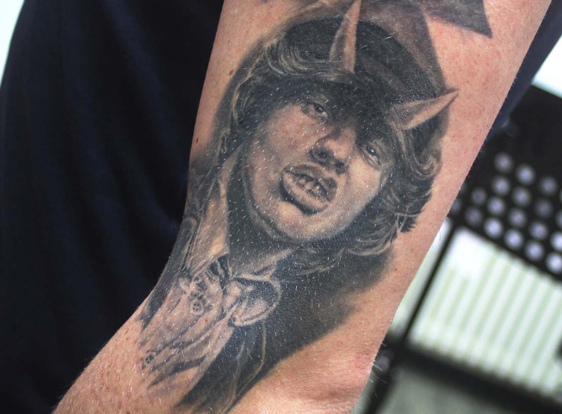 Angus Young Portrait AC/DC Tattoo