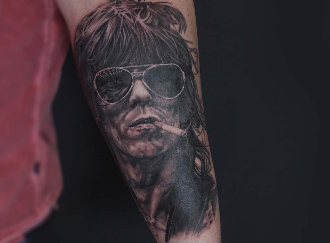 Young Keith Richards Portrait Tattoo